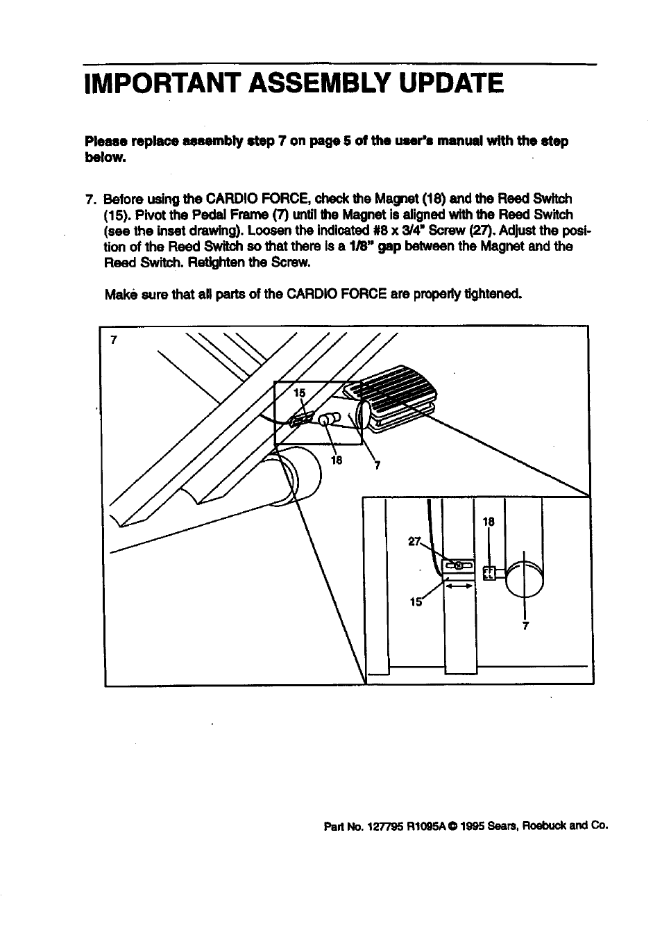 Important assembly update | Sears 831.28742 User Manual | Page 12 / 14