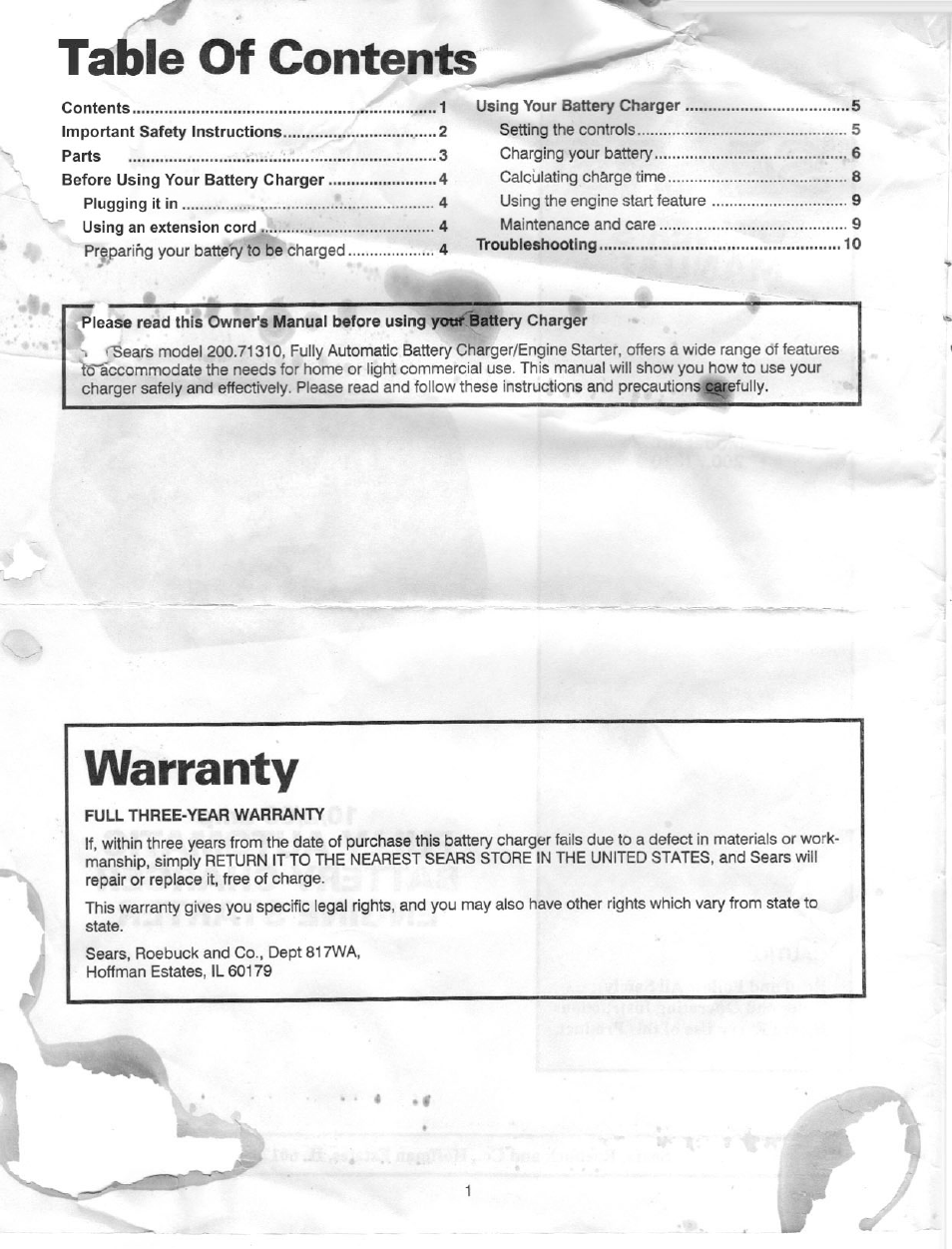 Sears 200.71310 User Manual | Page 2 / 11