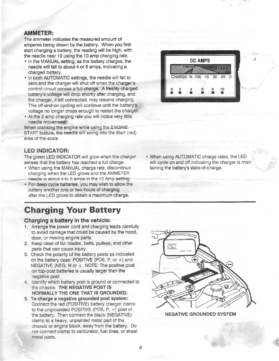 Charging your battery | Sears 200.71310 User Manual | Page 7 / 11