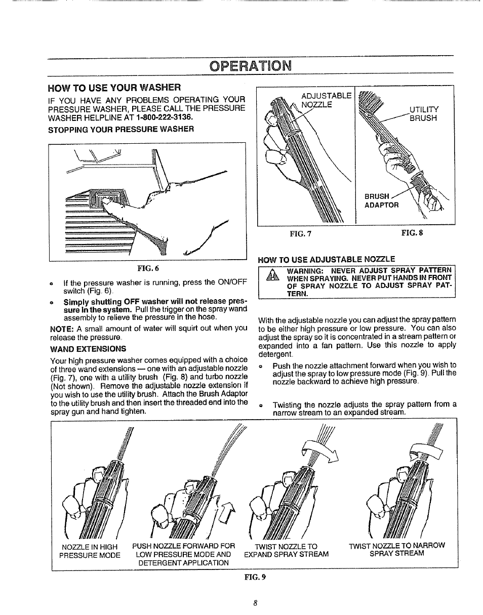 How to use your washer, Operation | Sears 580.75133 User Manual | Page 8 / 18