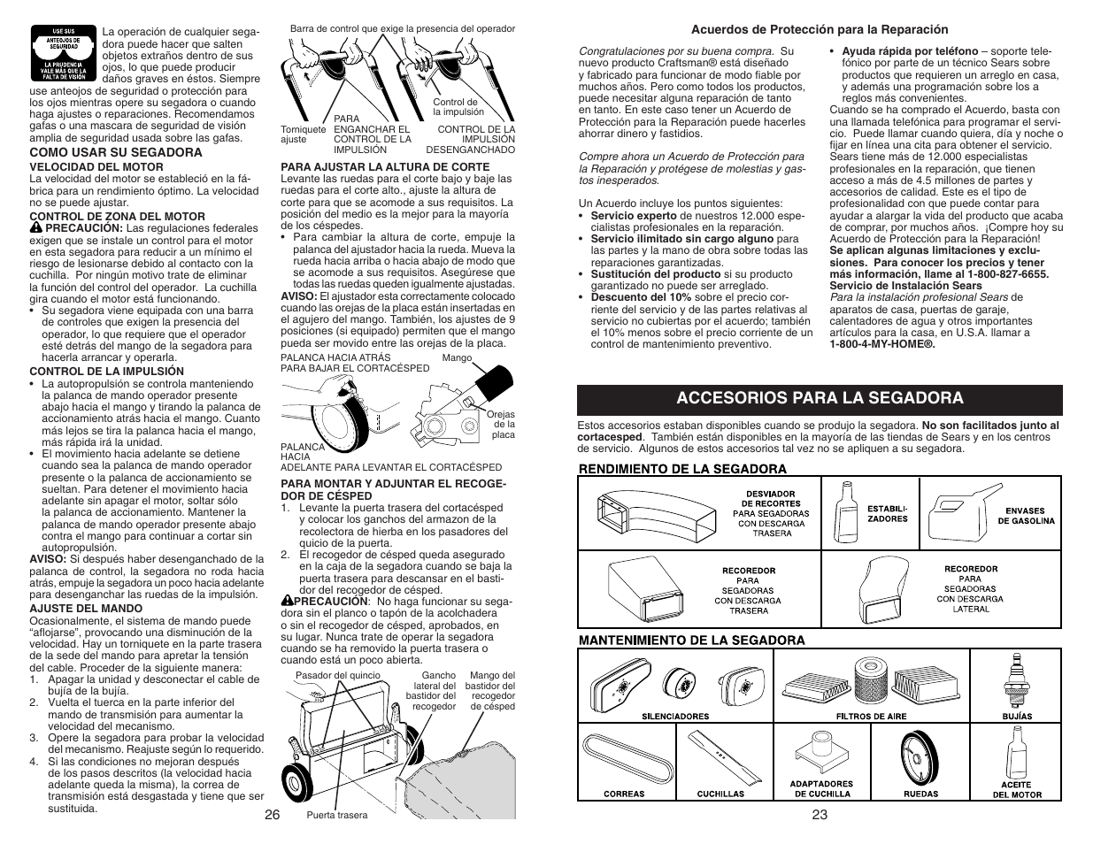 Accesorios para la segadora | Sears 917.370721 User Manual | Page 23 / 24