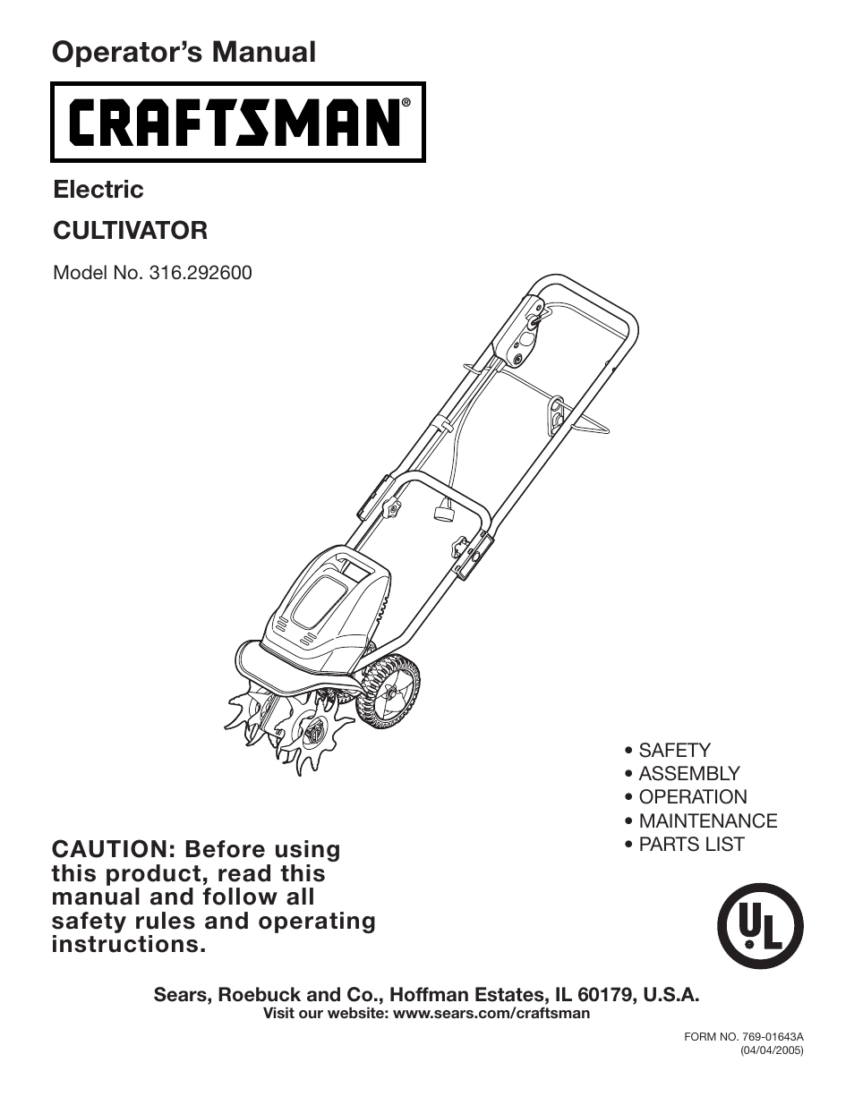 Sears 316.2926 User Manual | 32 pages