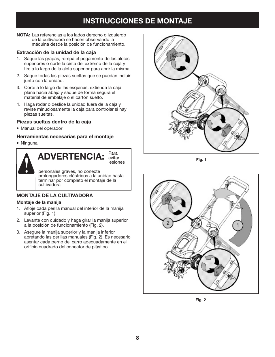 Advertencia, Instrucciones de montaje | Sears 316.2926 User Manual | Page 24 / 32