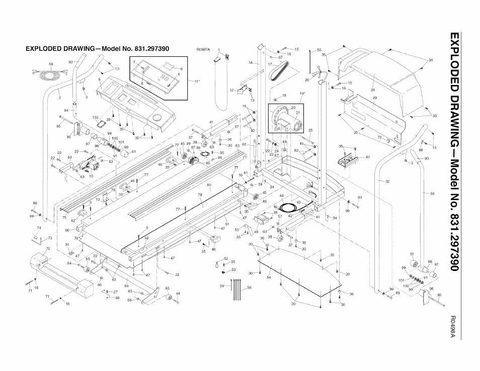 Exploded drawing-model no. 831.297390, R0498a, 01 cn | Sears 631.29739 User Manual | Page 17 / 18