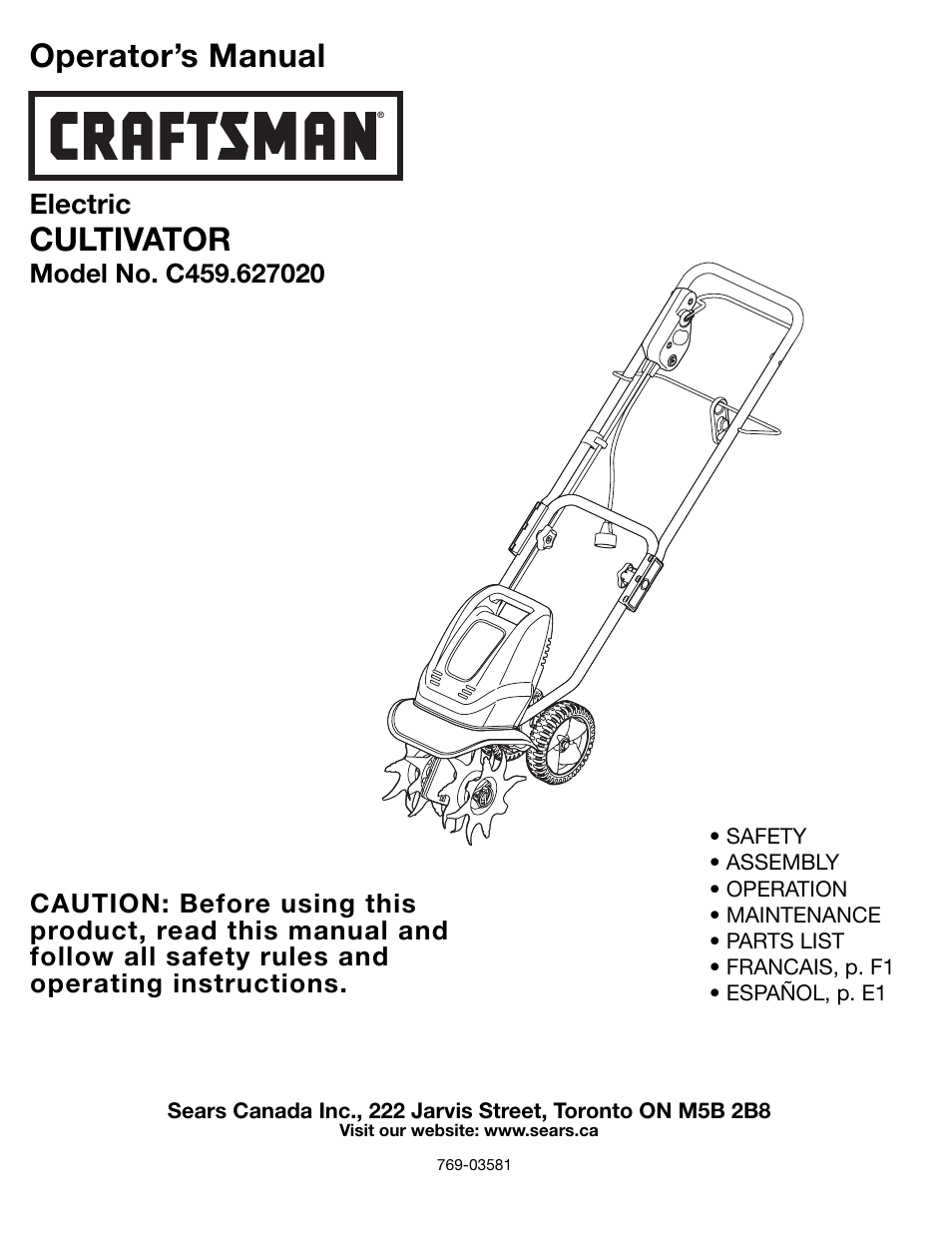 Sears C459.627020 User Manual | 40 pages