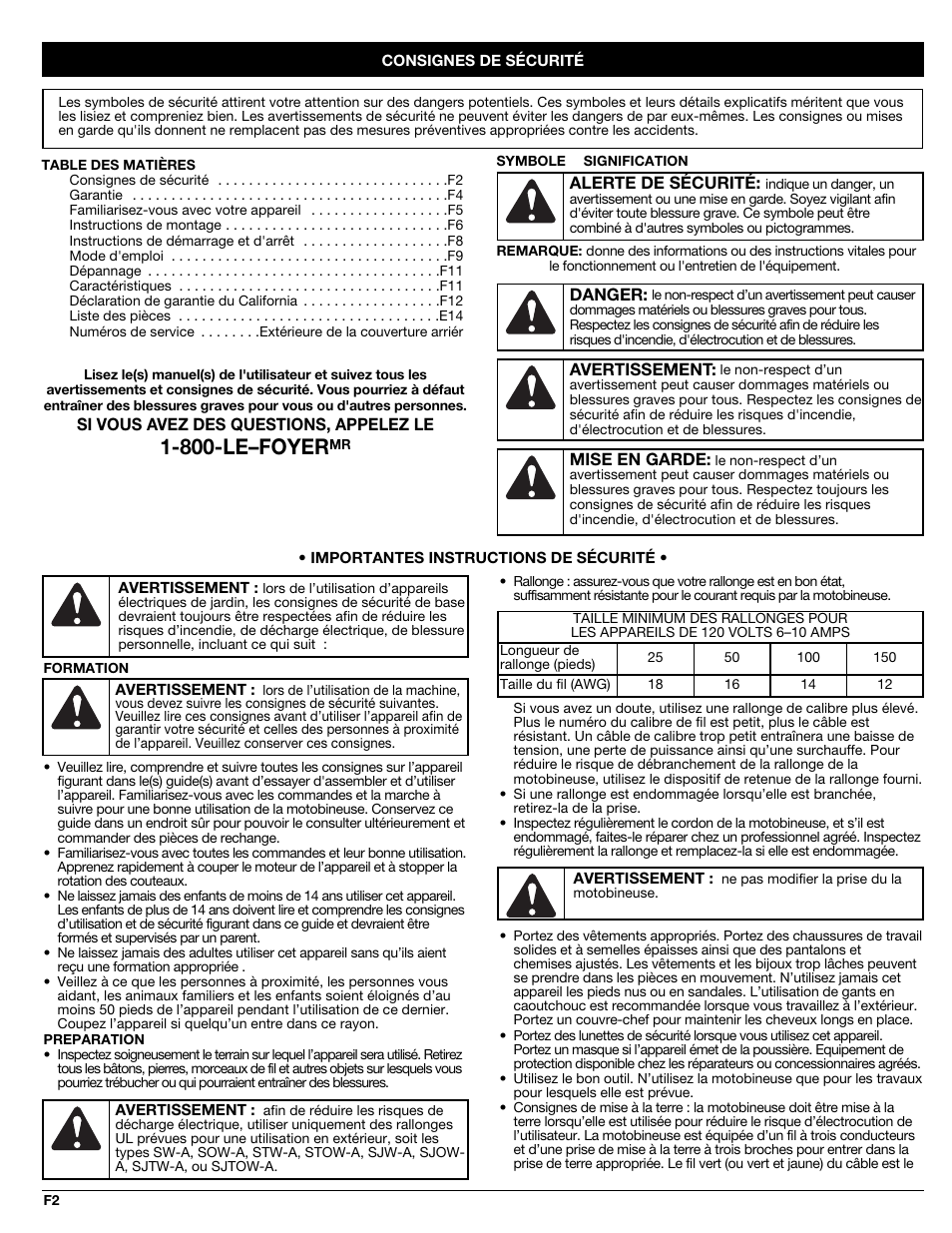 800-le–foyer | Sears C459.627020 User Manual | Page 14 / 40