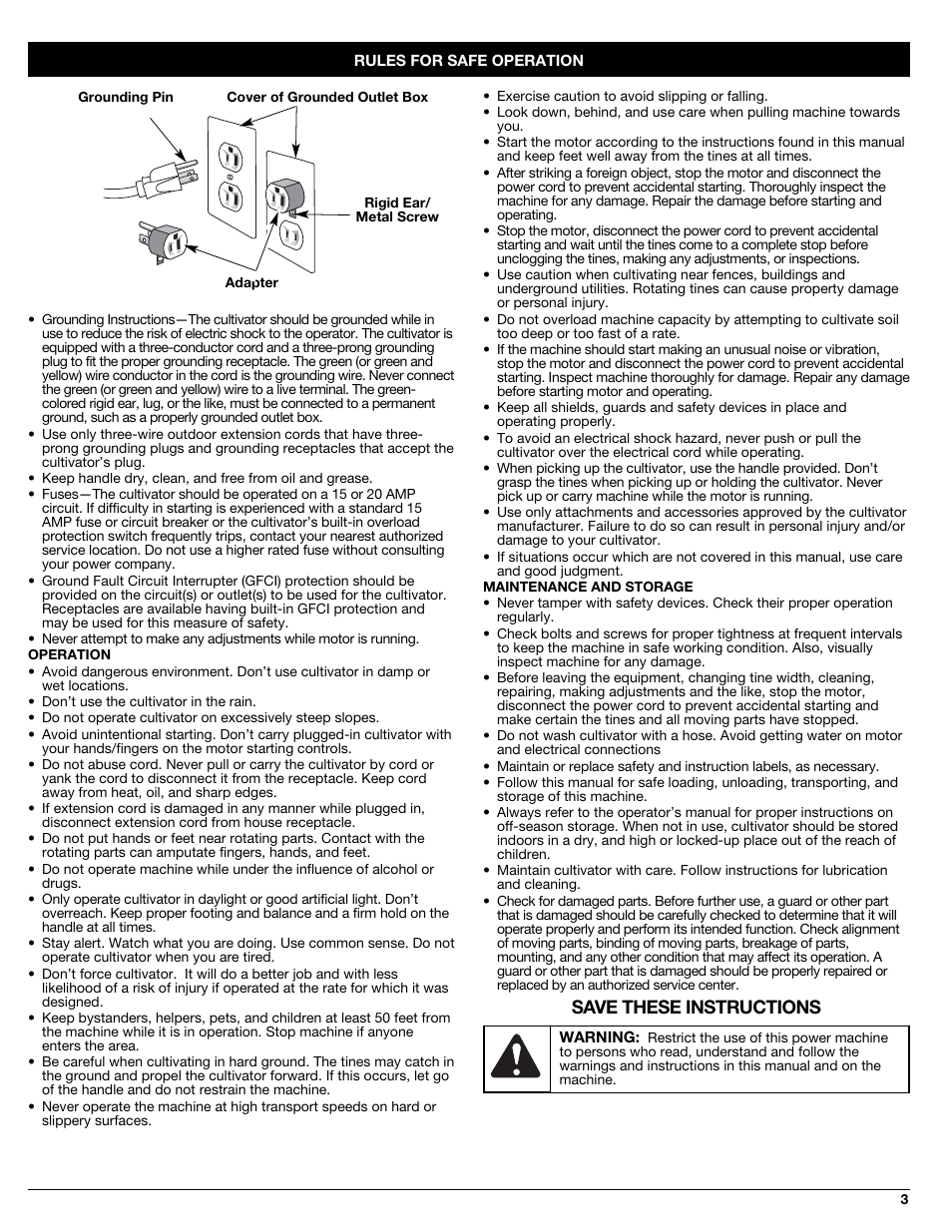 Save these instructions | Sears C459.627020 User Manual | Page 3 / 40