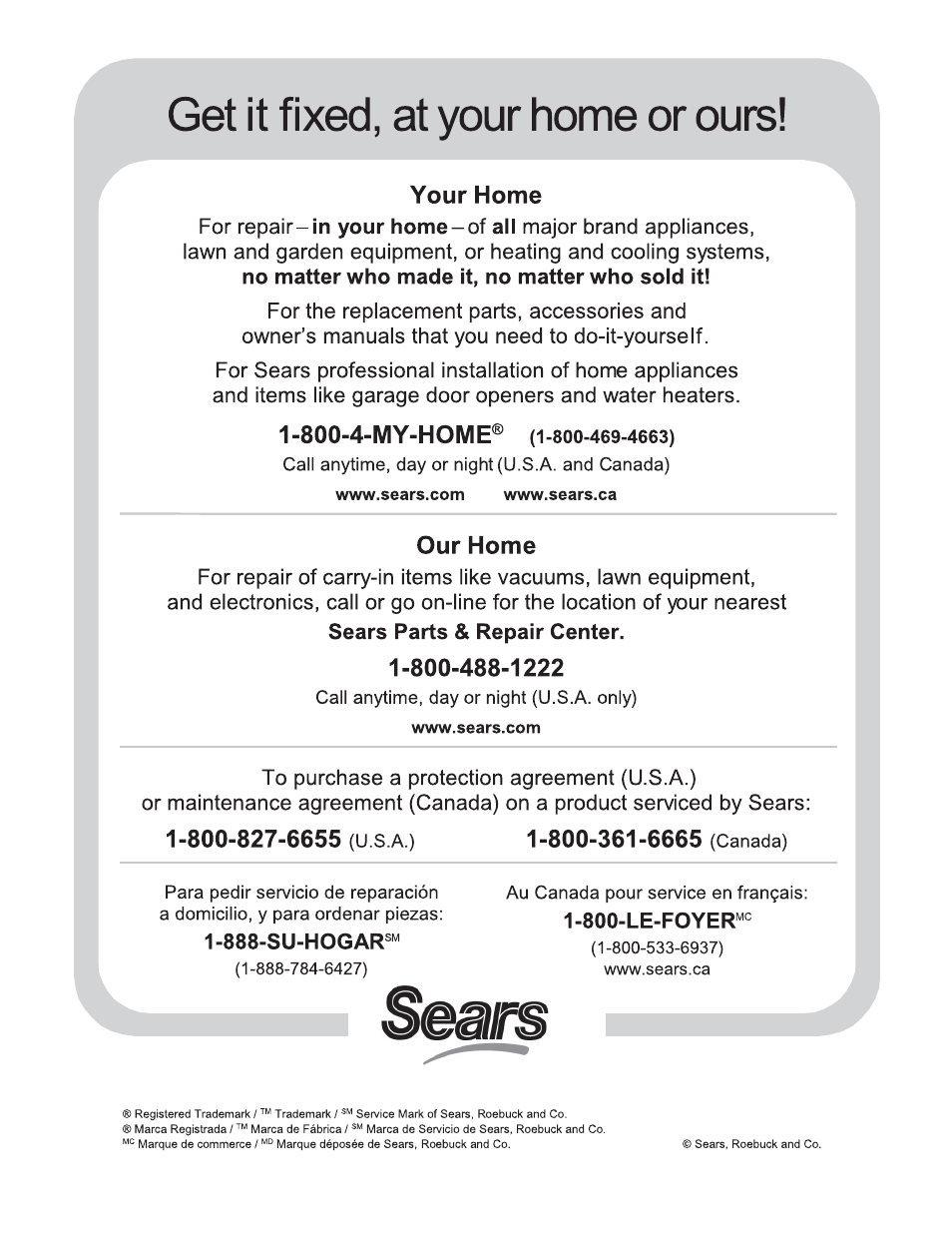 Sears C459.627020 User Manual | Page 40 / 40