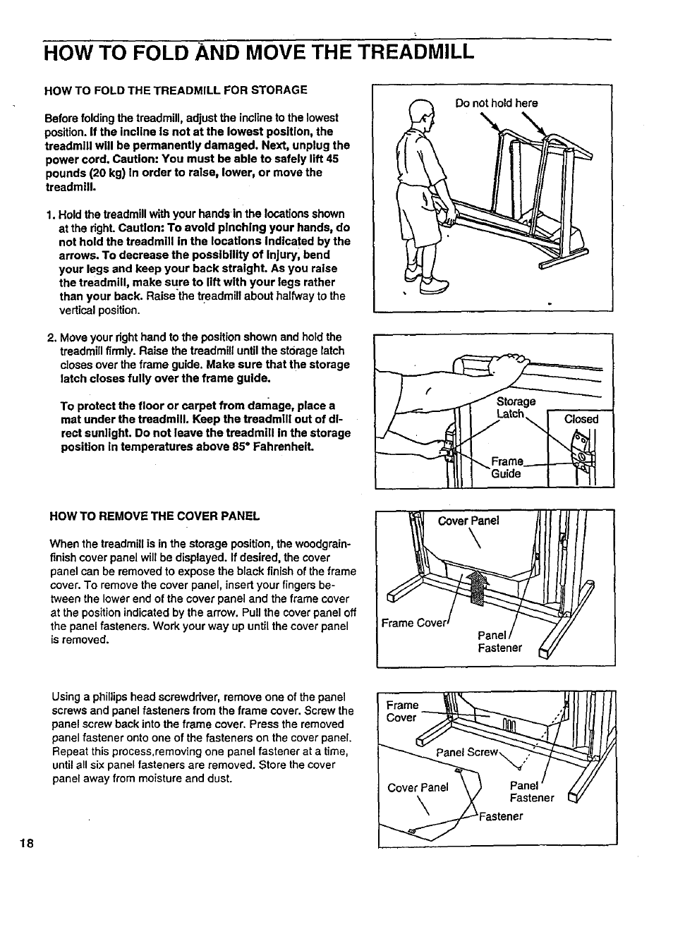 How to fold and move the treadmill | Sears PRO FORM 831.29776 User Manual | Page 18 / 28