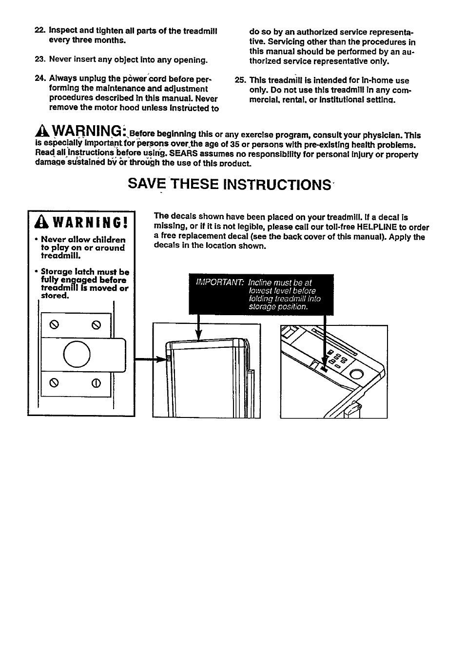 Save these instructions, Awarningi, Awarning | Sears PRO FORM 831.29776 User Manual | Page 4 / 28