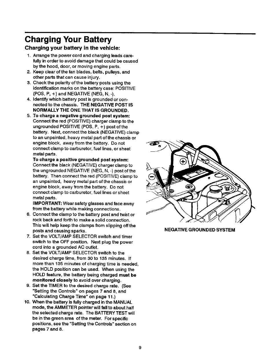 Charging your battery, Charging your battery in the vehicle | Sears DieHard 200.71460 User Manual | Page 10 / 15