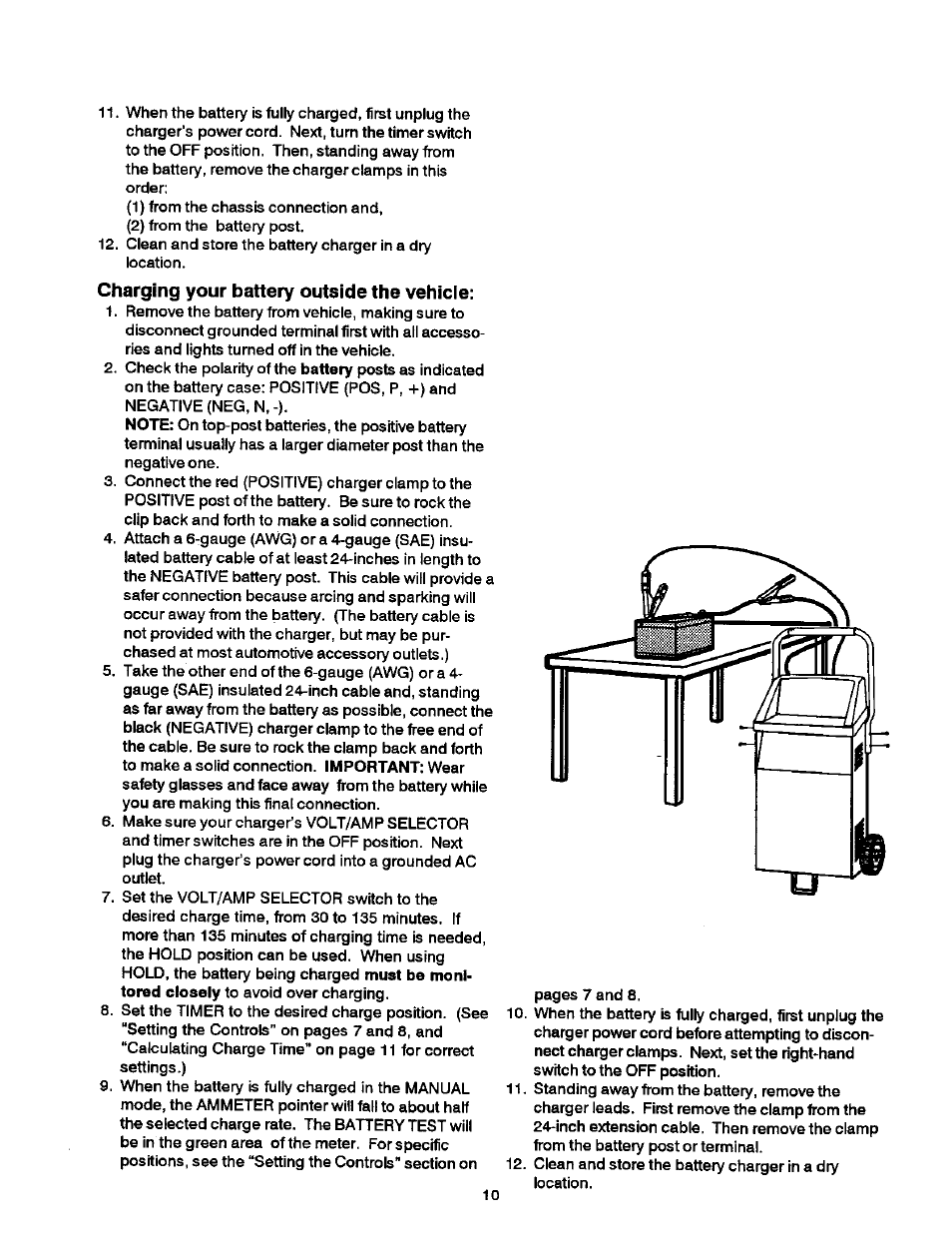 Charging your battery outside the vehicle | Sears DieHard 200.71460 User Manual | Page 11 / 15