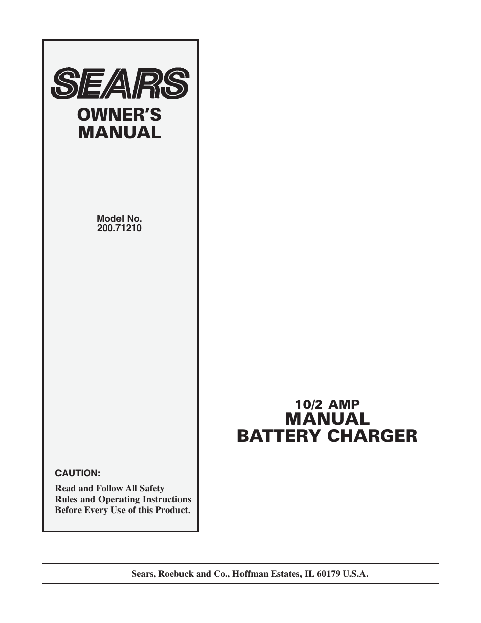 Sears 200.71210 User Manual | 12 pages