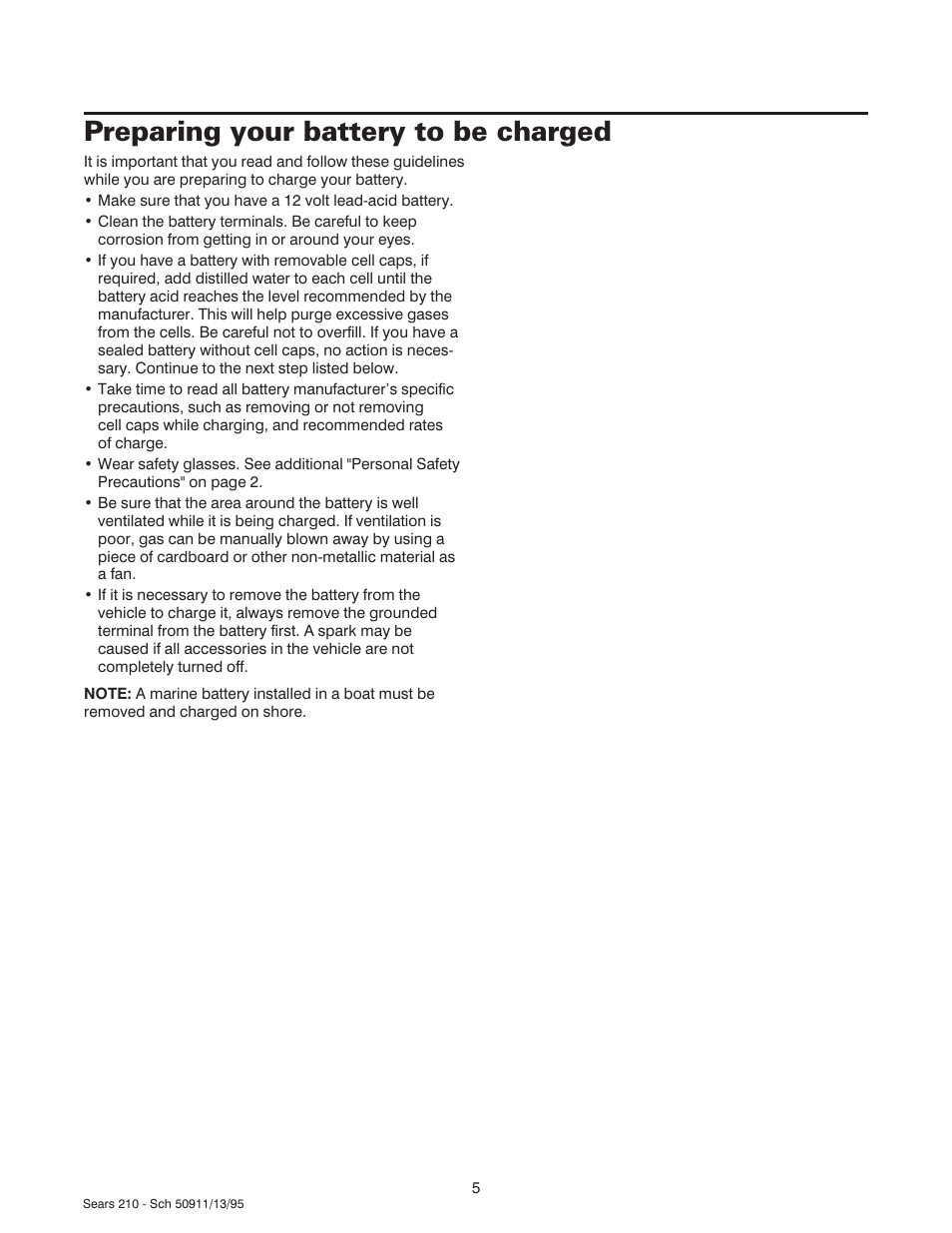 Preparing your battery to be charged | Sears 200.71210 User Manual | Page 6 / 12