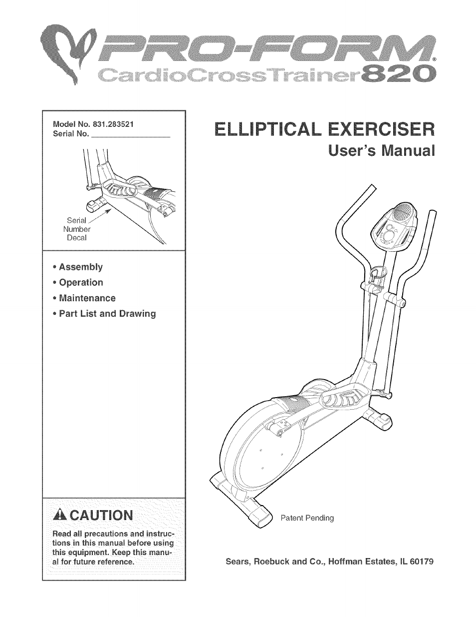 Sears PRO-FORM 831.283521 User Manual | 24 pages