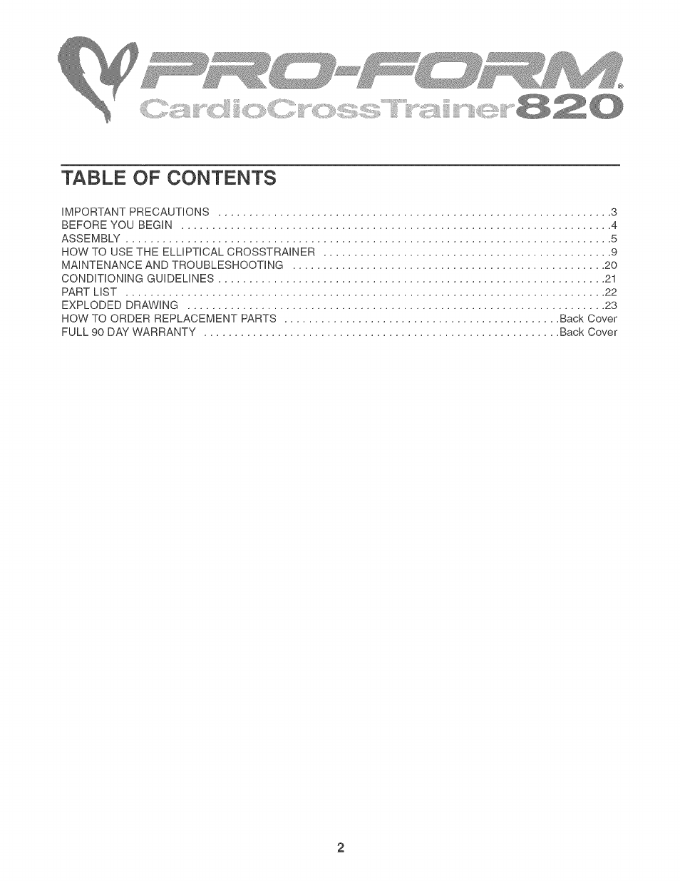 Sears PRO-FORM 831.283521 User Manual | Page 2 / 24