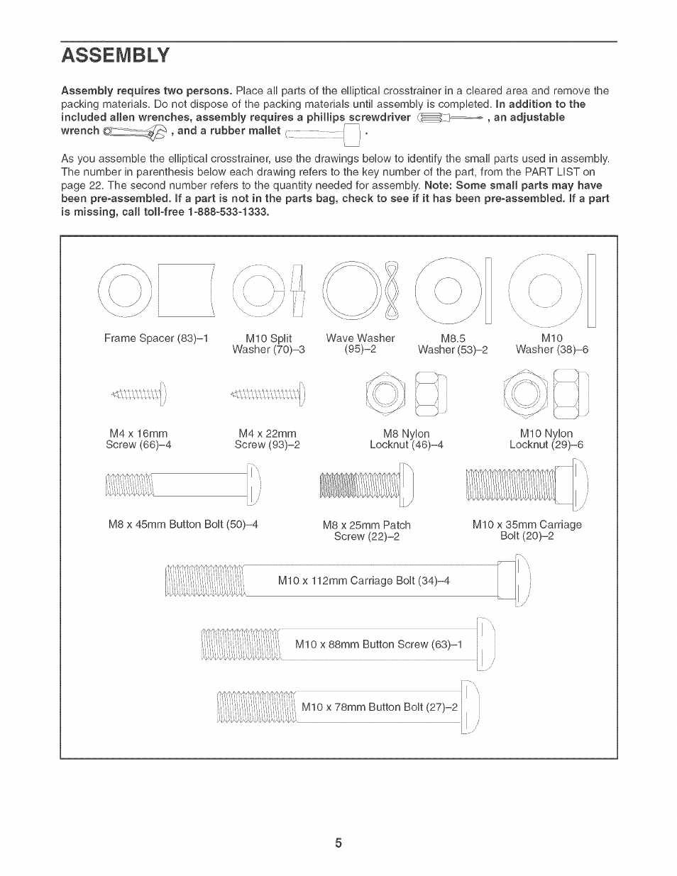 Assembly | Sears PRO-FORM 831.283521 User Manual | Page 5 / 24