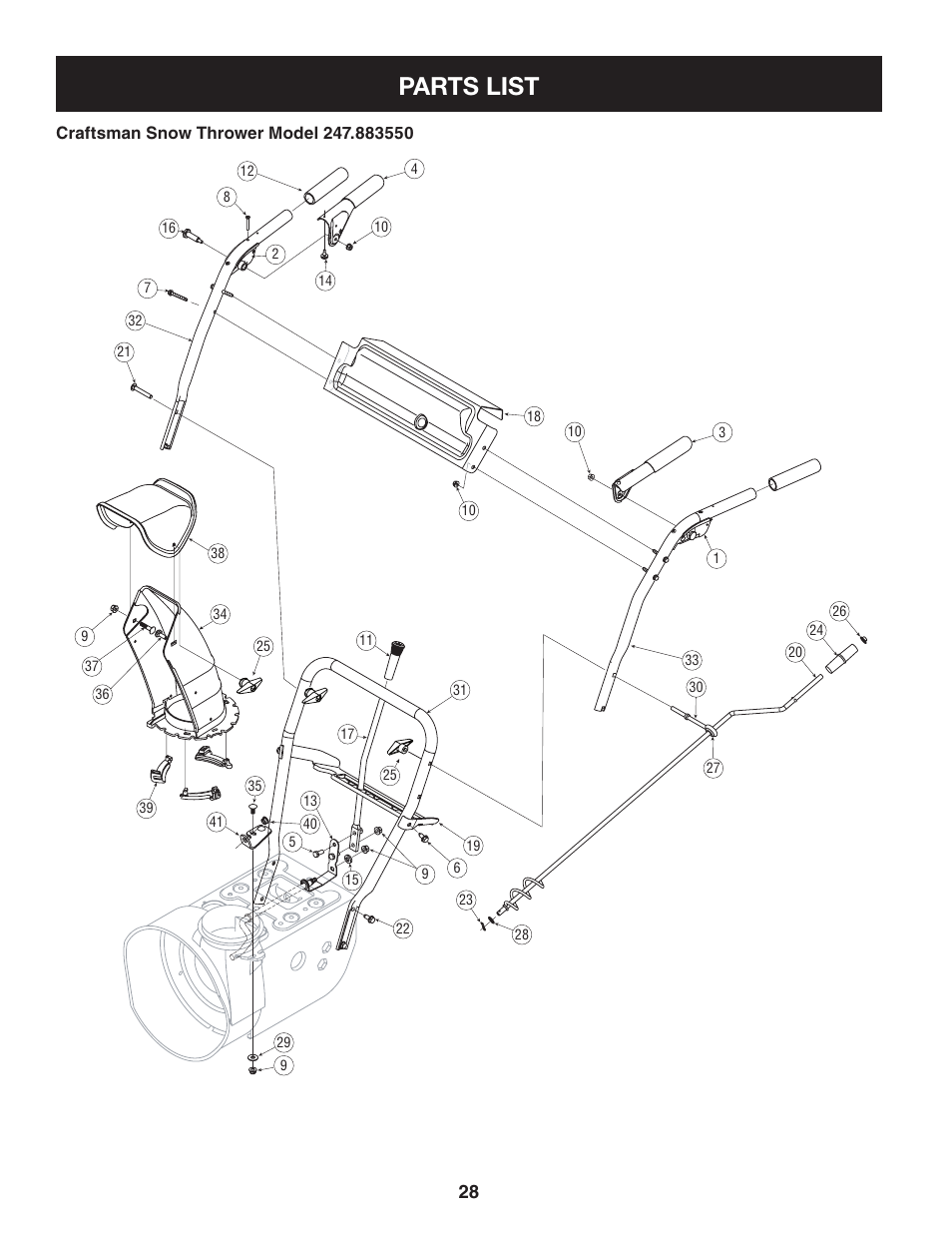 Parts list | Sears 247.88355 User Manual | Page 28 / 64