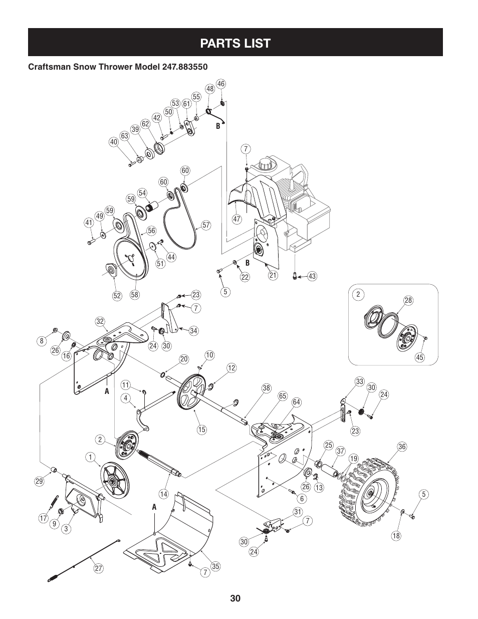 Parts list | Sears 247.88355 User Manual | Page 30 / 64