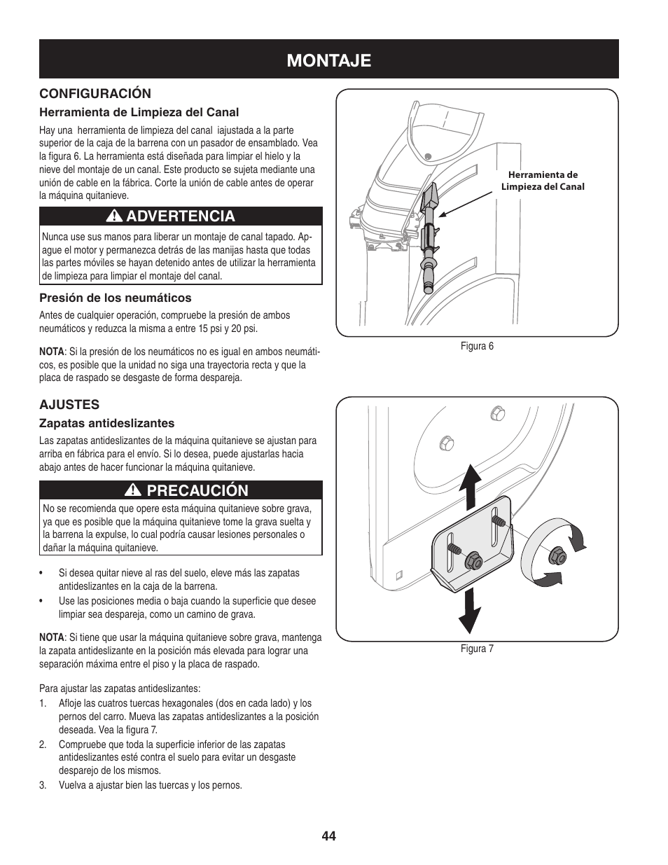 Montaje, Advertencia, Precaución | Sears 247.88355 User Manual | Page 44 / 64