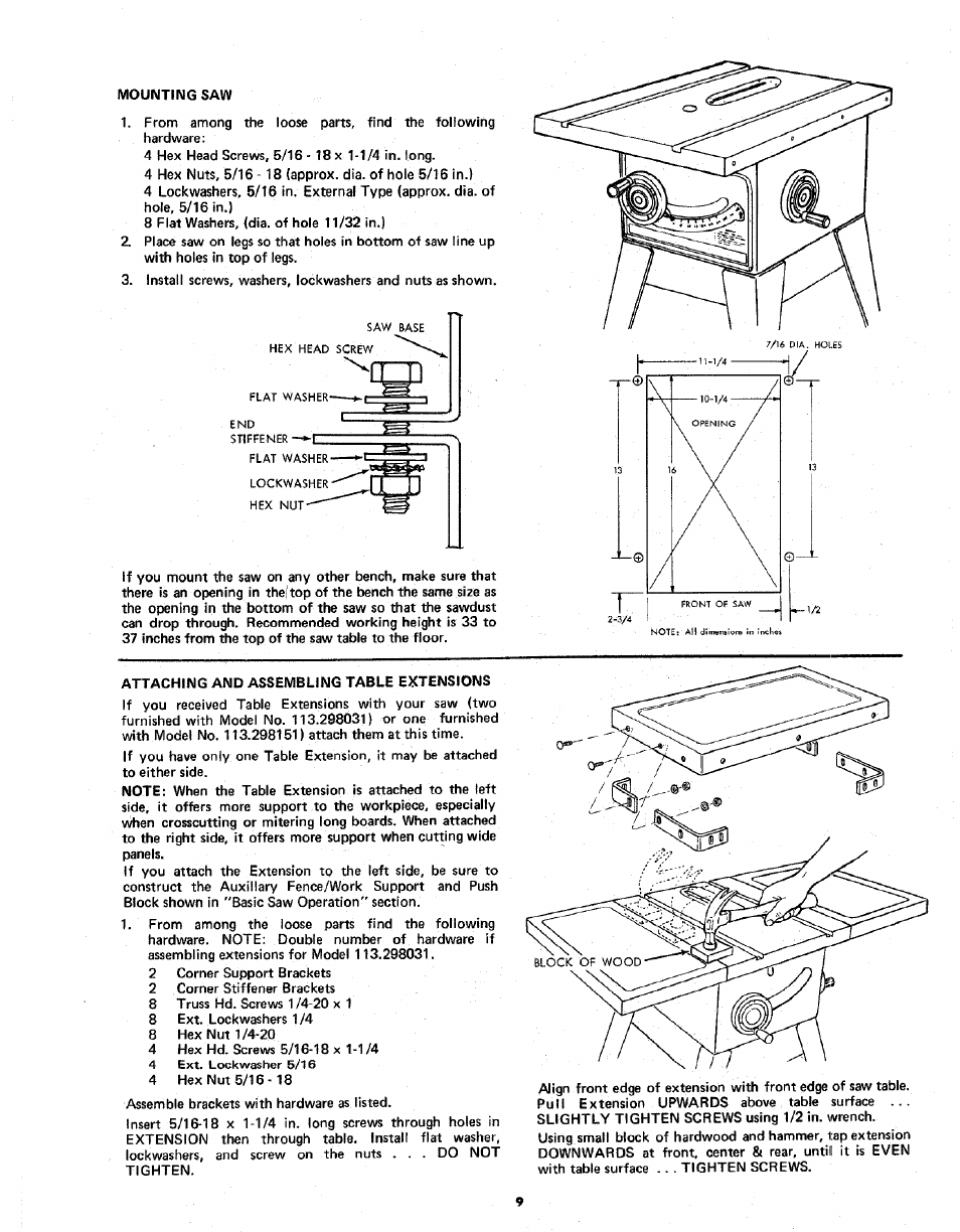 Sears 113.298141 User Manual | Page 9 / 44