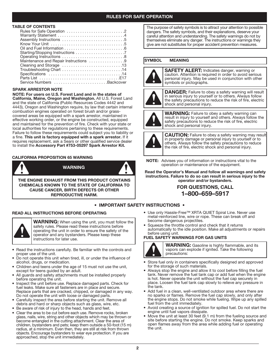 Sears 316.79197 User Manual | Page 2 / 36