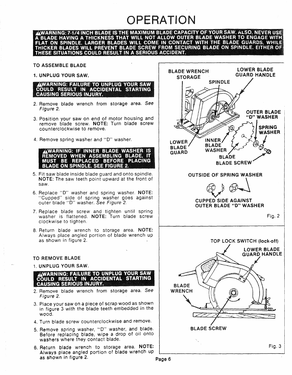 Operation | Sears 315.10924 User Manual | Page 6 / 16
