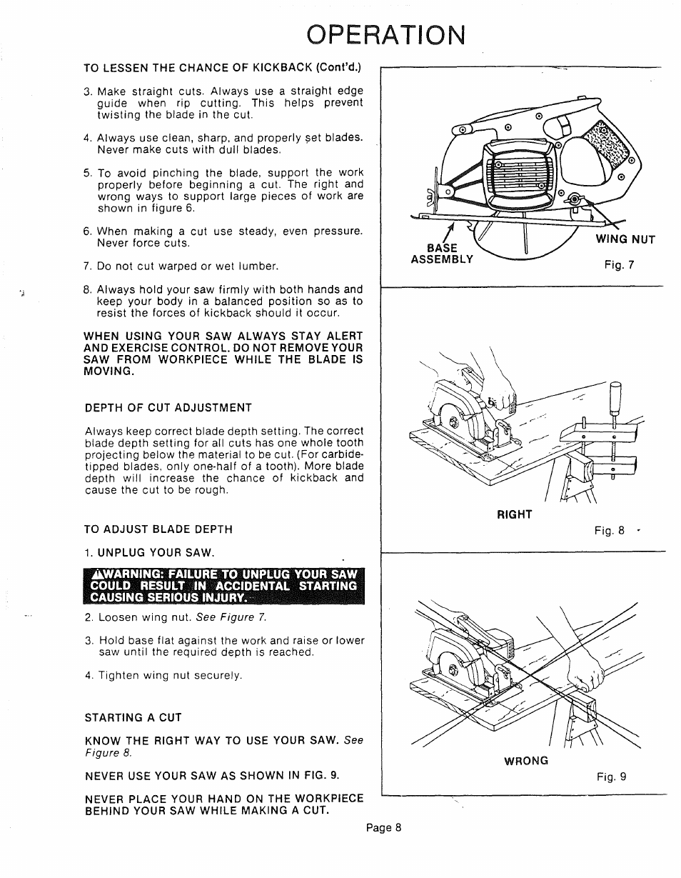 Operation | Sears 315.10924 User Manual | Page 8 / 16