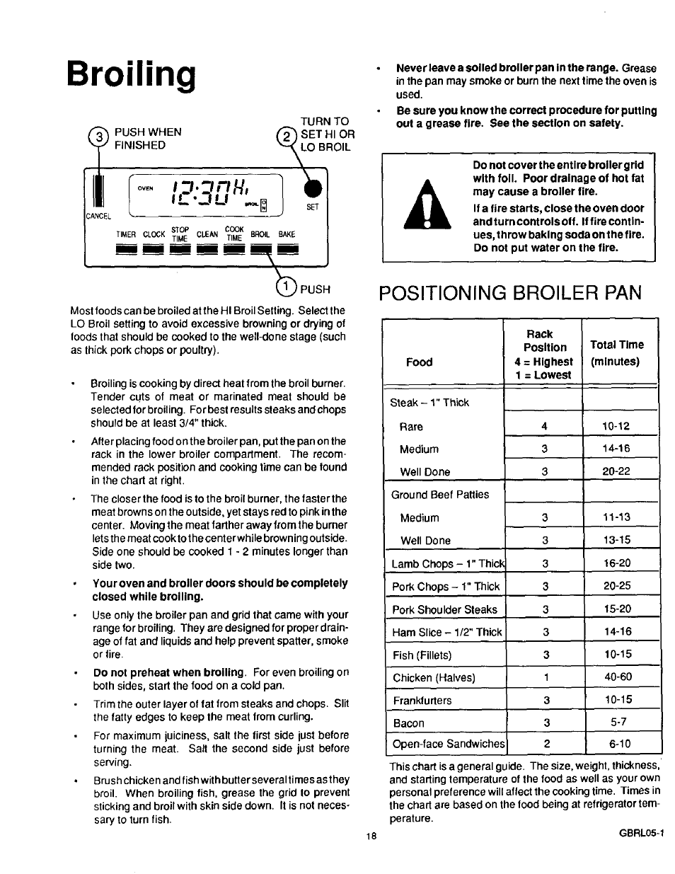 Broiling, Positioning broiler pan | Sears 36519 User Manual | Page 19 / 39
