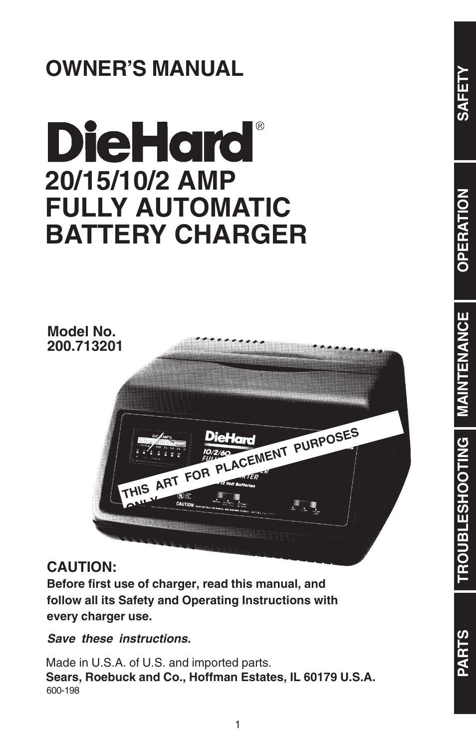 Sears 200.713201 User Manual | 16 pages