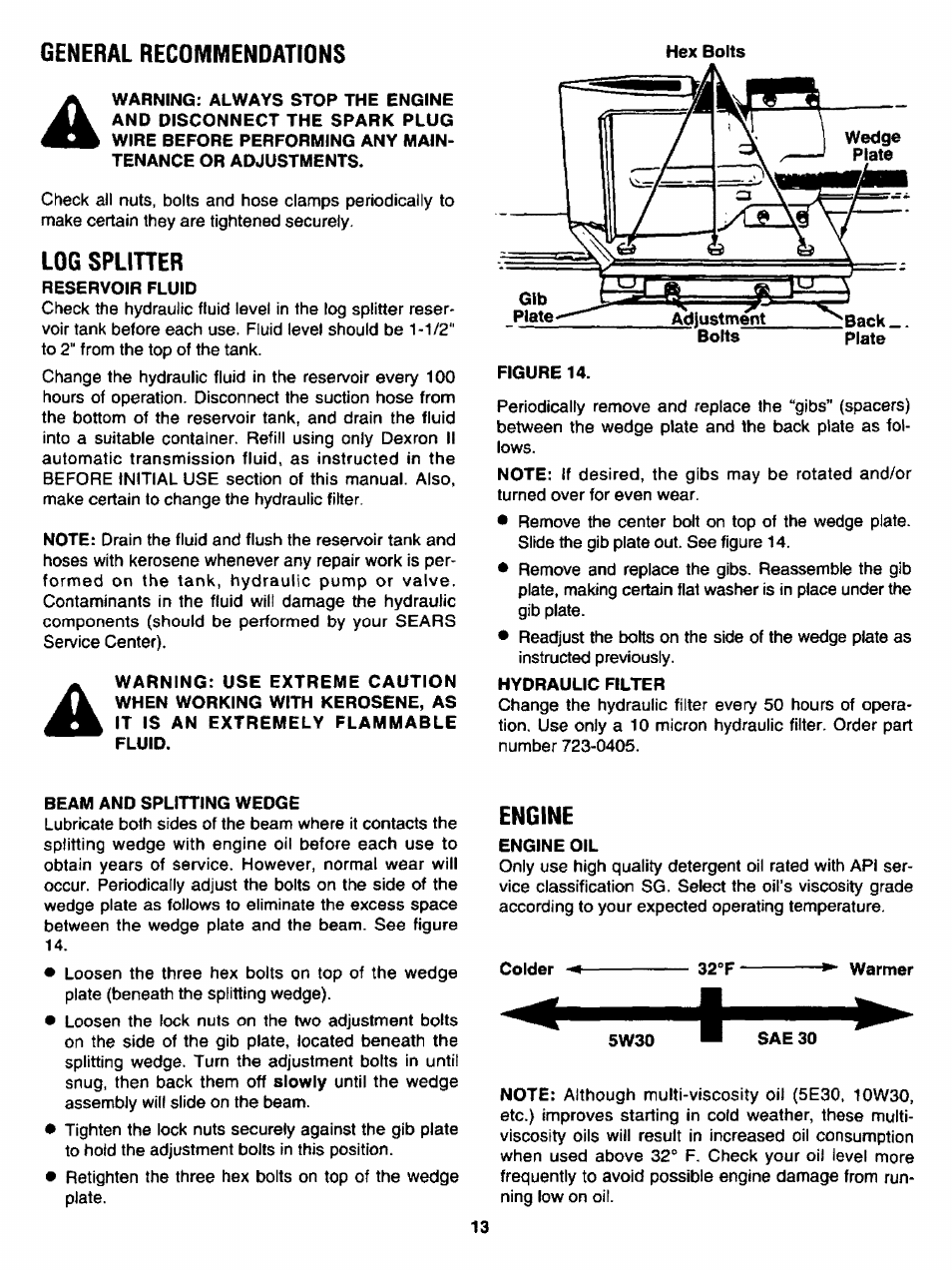 Log spliher, Engine, Engine -27 | General recommendations | Sears 247.34625 User Manual | Page 13 / 28