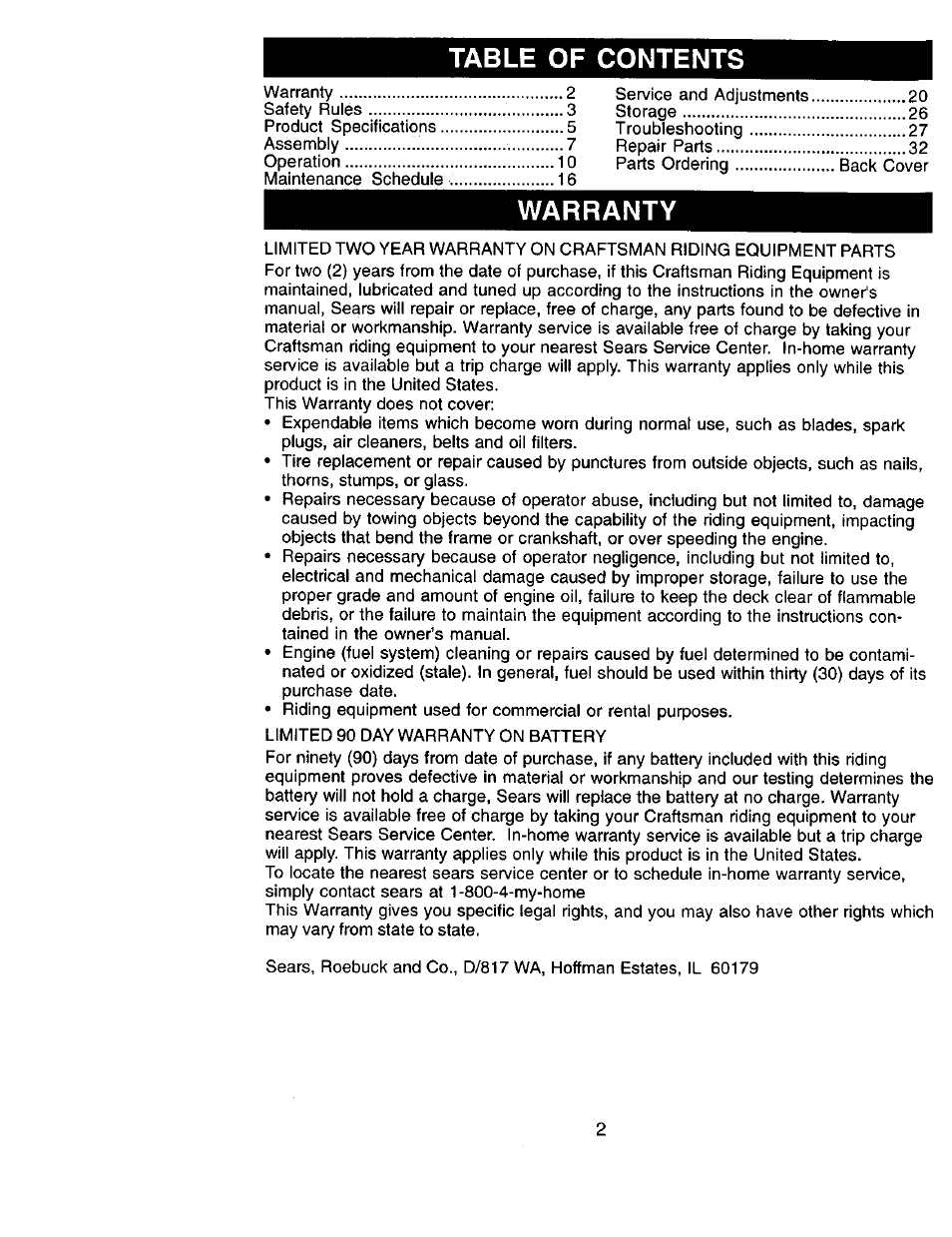 Sears 917.271051 User Manual | Page 2 / 60