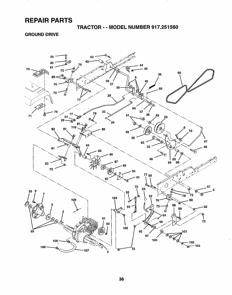 Repair parts, Repair parts -58 | Sears 917.25156 User Manual | Page 36 / 60