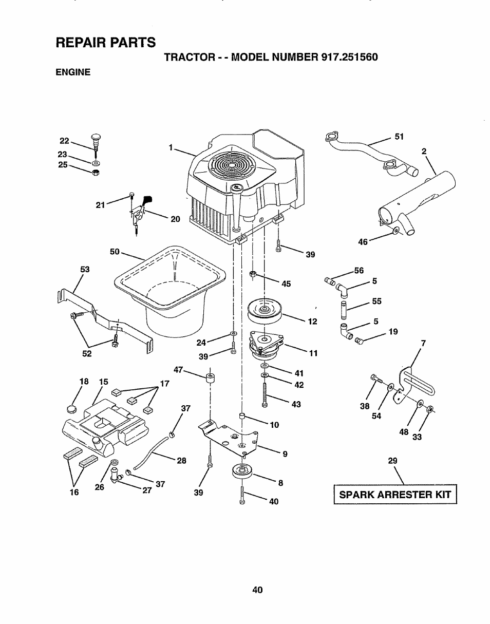 Repair parts | Sears 917.25156 User Manual | Page 40 / 60