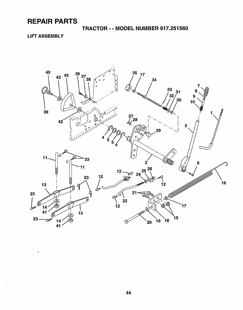 Repair parts | Sears 917.25156 User Manual | Page 44 / 60