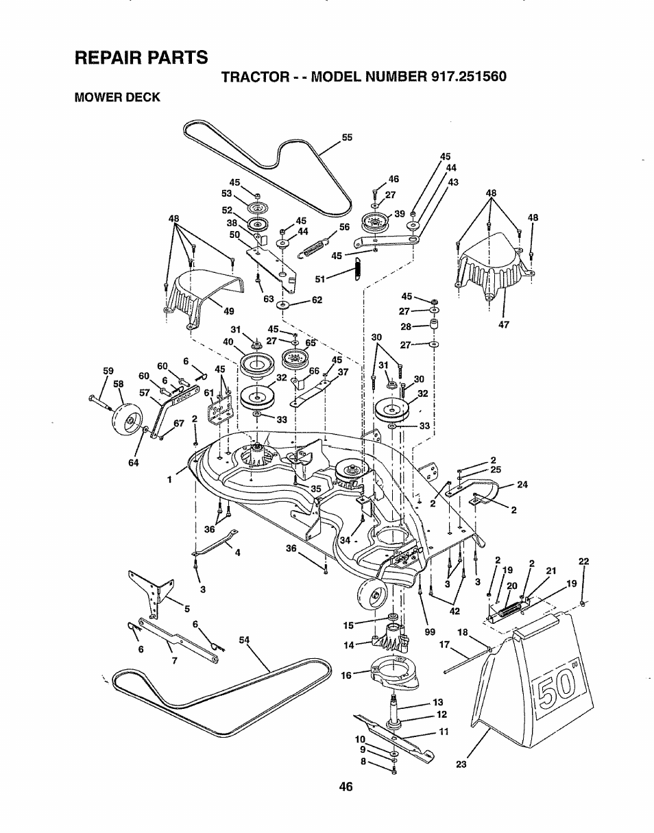 Repair, Parts | Sears 917.25156 User Manual | Page 46 / 60