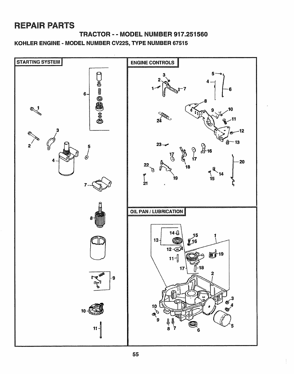 Repair parts | Sears 917.25156 User Manual | Page 55 / 60