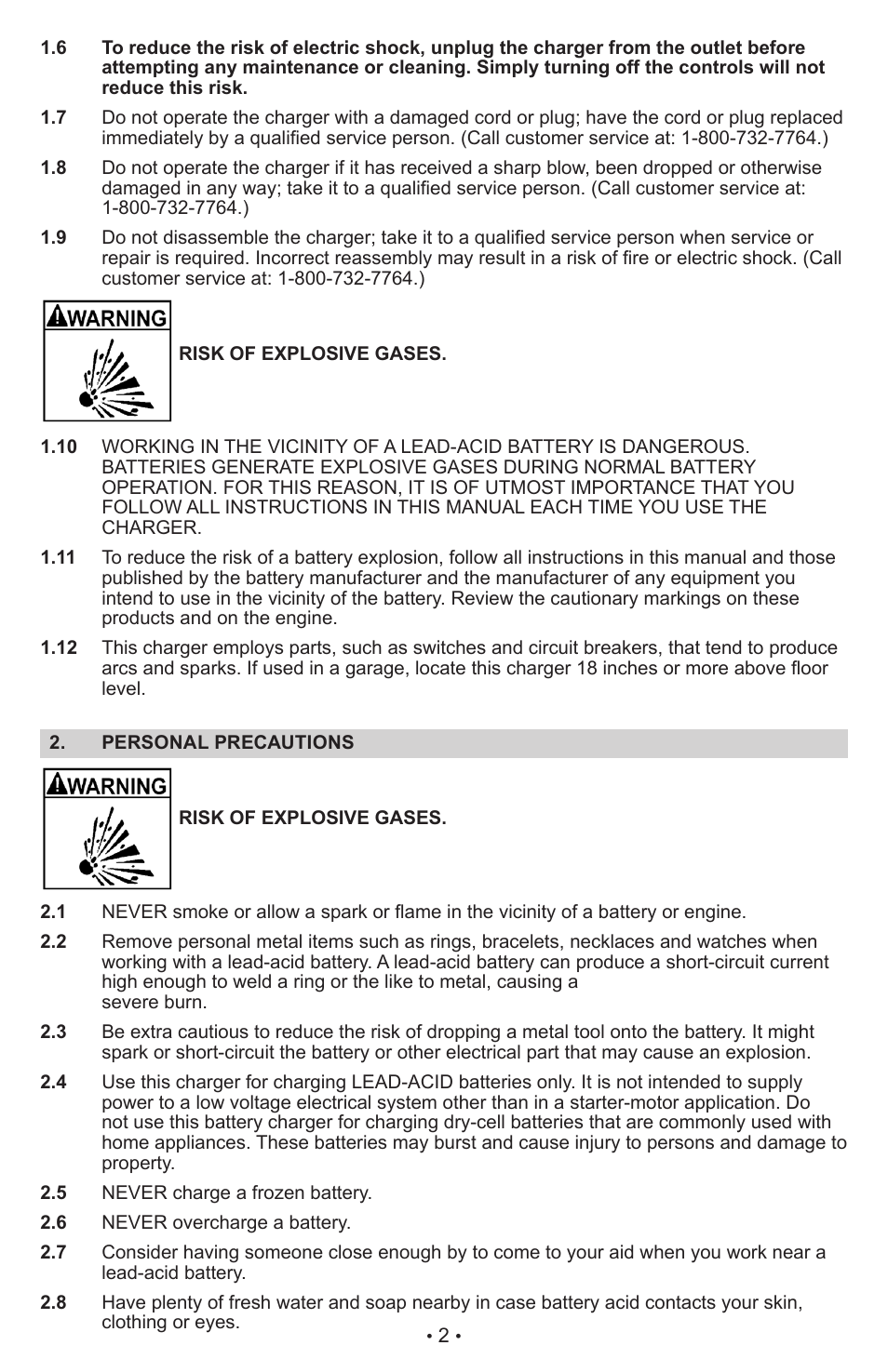 Sears 12V Battery Charger & Engine Starter 2871222 User Manual | Page 4 / 13