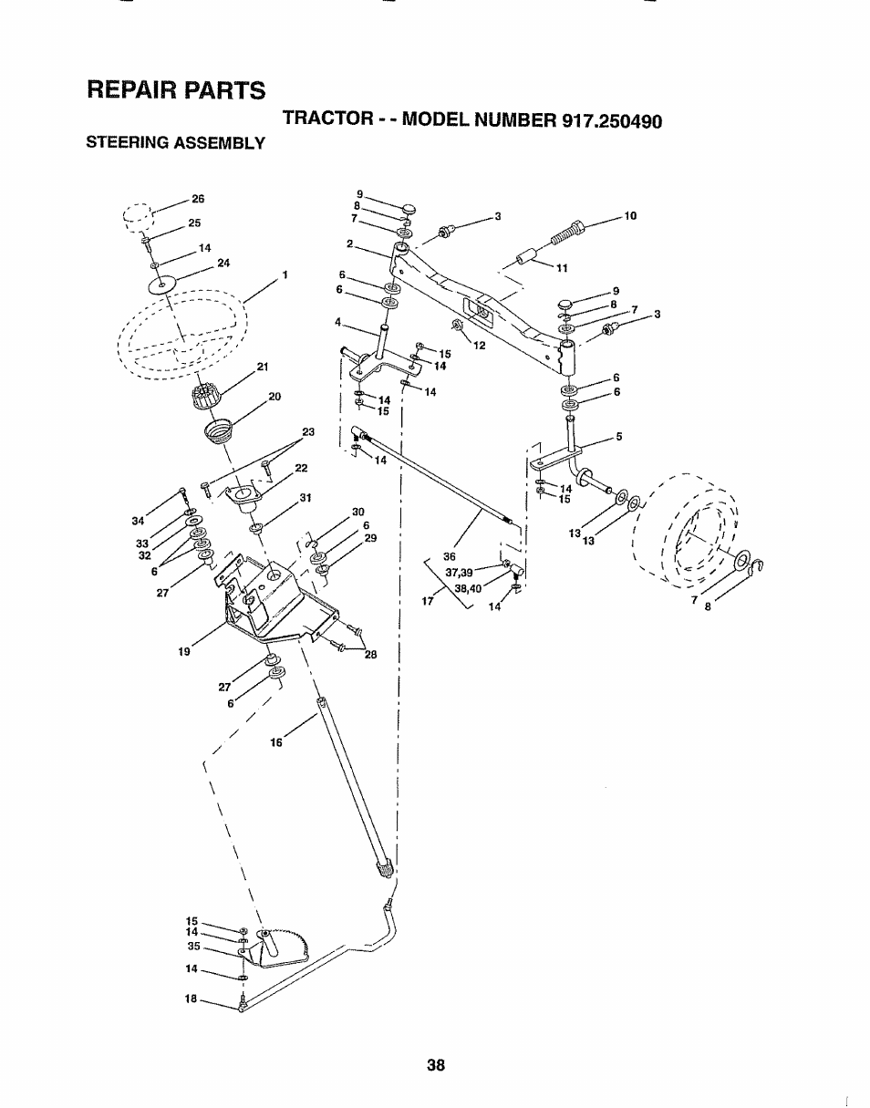Repair parts | Sears 917.25049 User Manual | Page 38 / 64