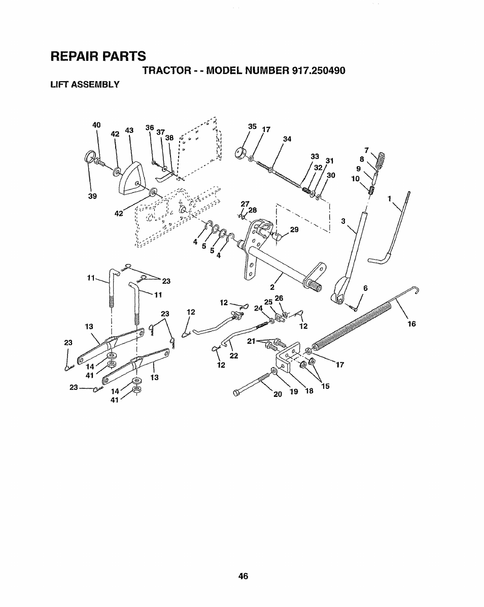 Repair parts | Sears 917.25049 User Manual | Page 46 / 64