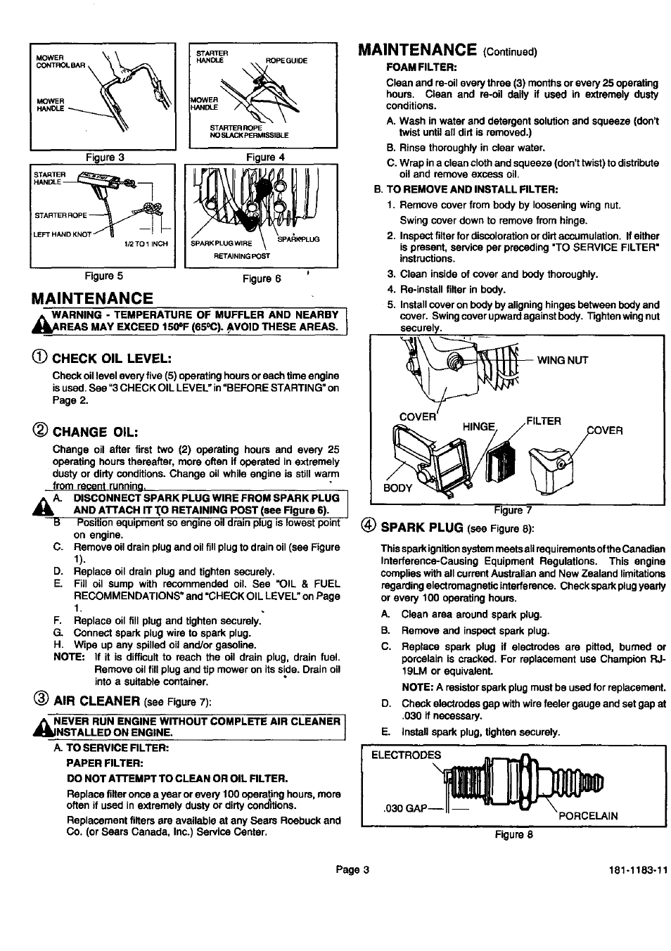 Maintenance | Sears 143.996706 User Manual | Page 4 / 12