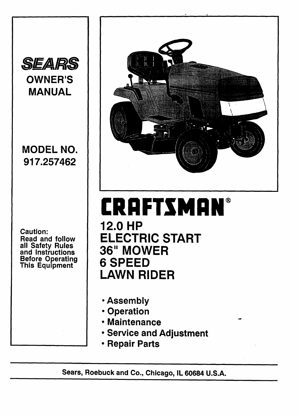 Sears 917.257462 User Manual | 52 pages