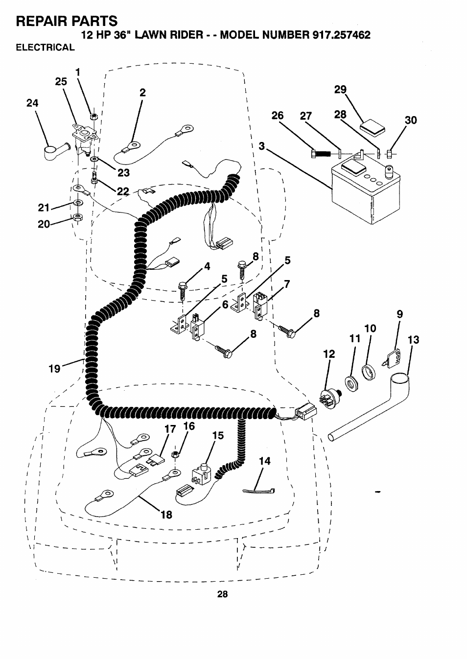 Repair parts | Sears 917.257462 User Manual | Page 28 / 52