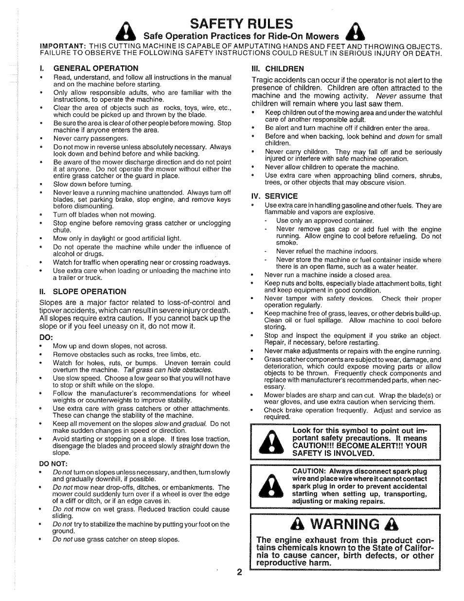 Safety rules, Warning | Sears 917.2565 User Manual | Page 2 / 56