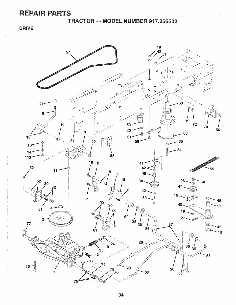 Repair parts | Sears 917.2565 User Manual | Page 34 / 56