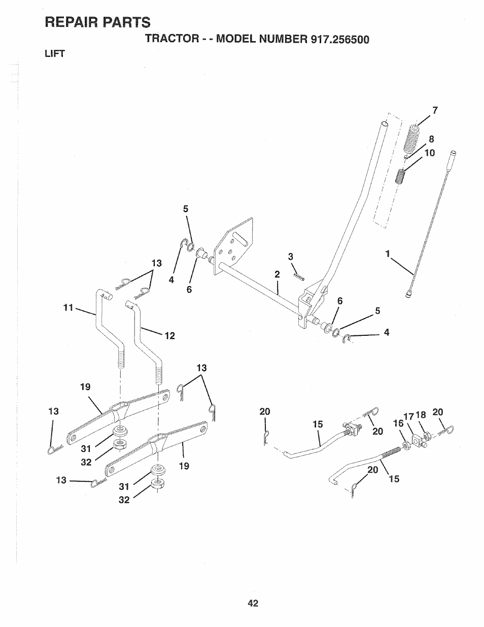 Repair parts | Sears 917.2565 User Manual | Page 42 / 56