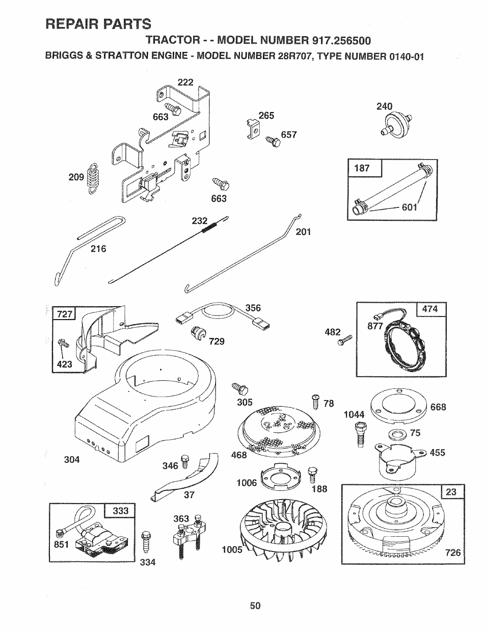 Repair parts | Sears 917.2565 User Manual | Page 50 / 56