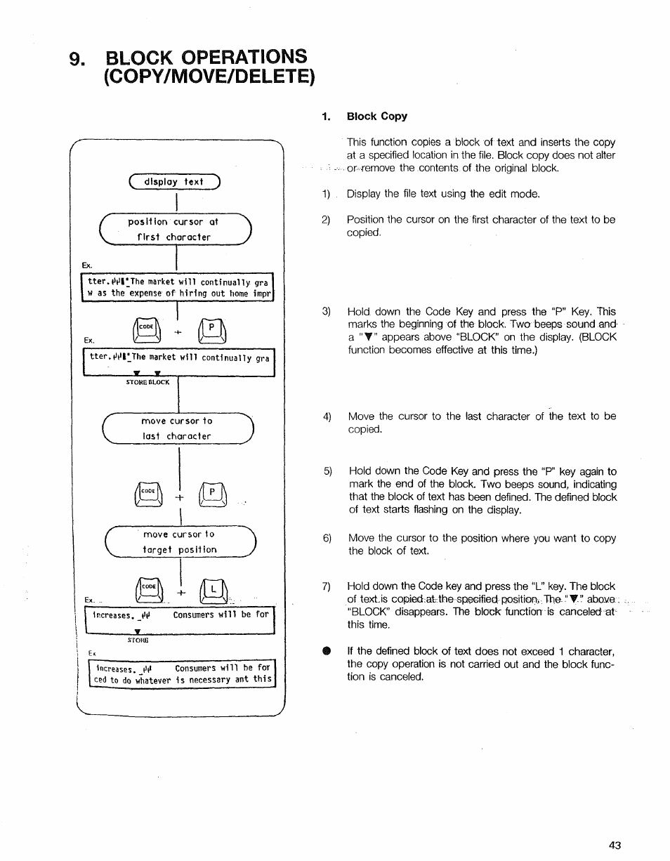 Block operations (copy/move/delete), Block copy | Sears 16 User Manual | Page 102 / 108