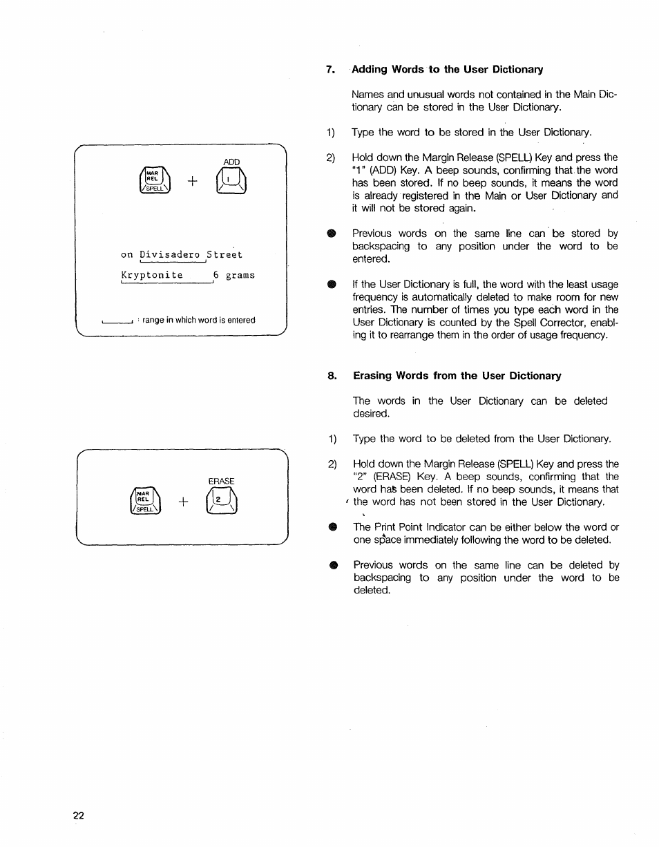 Erasing words from the user dictionary | Sears 16 User Manual | Page 27 / 108