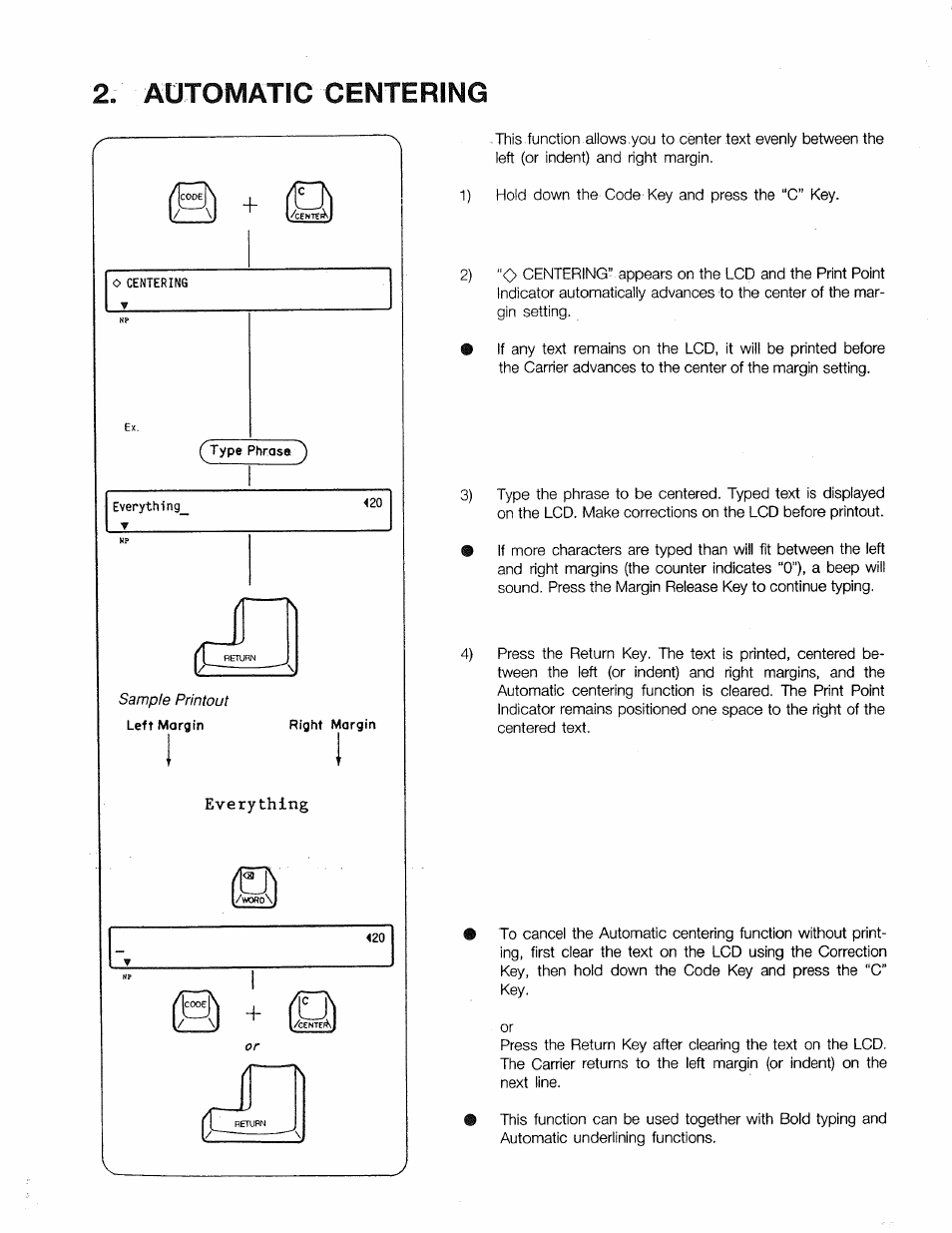 2, aotomatic centering | Sears 16 User Manual | Page 30 / 108